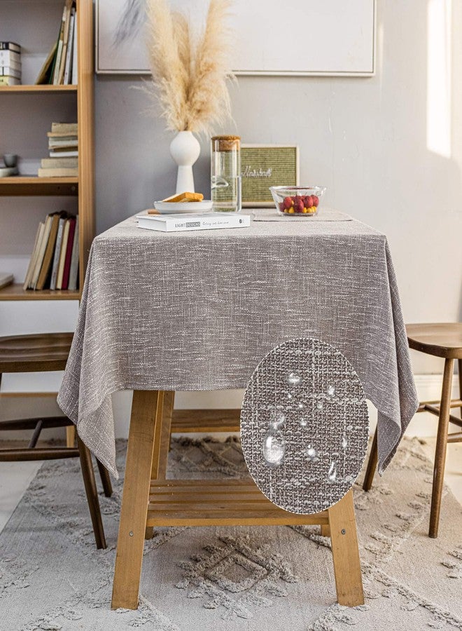 JSFLY Waterproof Cotton Linen Tablecloths Square Dining Table Cloth, Wipe Clean Indoor & Outdoor Table Cover for Buffet Party and Banquets, Wrinkle Resistant（54"x54"） Gray Coffee - Image 2